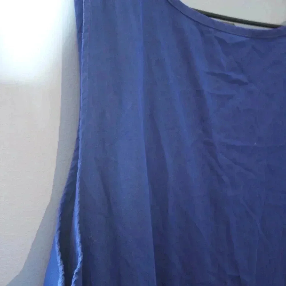 Blue Cactus Brand Sleeveless Hand Painted Vintage Blue Dress Made in the USA - Picture 13 of 14